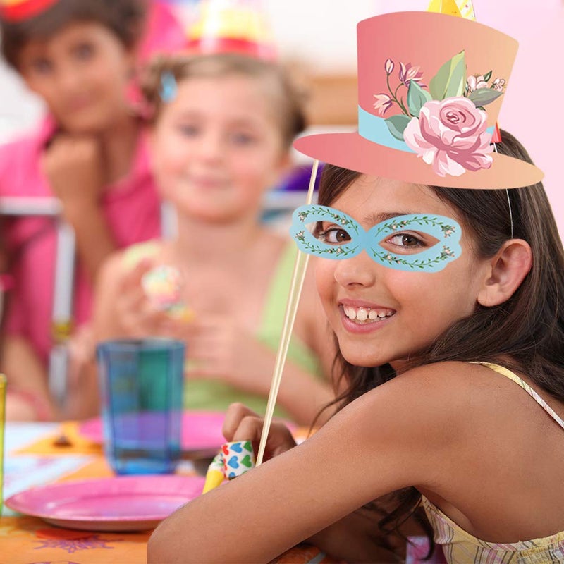 CC HOME 25CT Tea Party Photo Booth Props,Floral Party Supplies,Tea Garden Party Decorations - Image 3